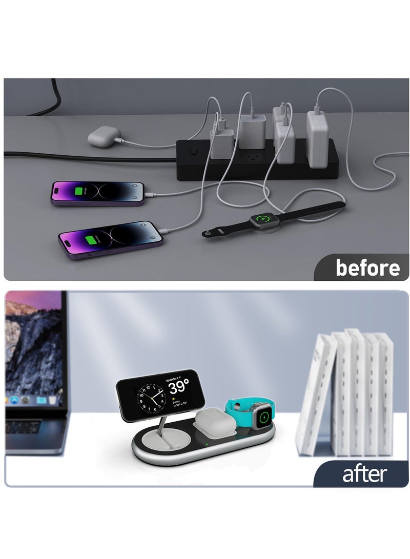 3 in 1 Magnetic Wireless Charger Foldable, Fast MagSafe Wireless Charging Station for iPhone , apple Watch , Airpods, Mag-Safe Charger Stand.
