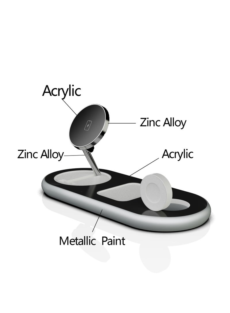 3 in 1 Magnetic Wireless Charger Foldable, Fast MagSafe Wireless Charging Station for iPhone , apple Watch , Airpods, Mag-Safe Charger Stand.