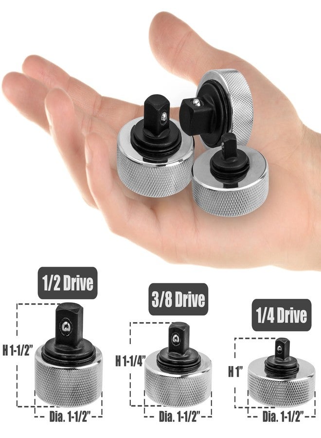 ياكاموز مجموعة مفاتيح ربط صغيرة من YAKAMOZ مكونة من 3 قطع، مجموعة مفاتيح ربط بمقبض راحة اليد 1/4 و3/8 و1/2، مفتاح ربط بمقبس إصبع قابل للعكس، مفتاح ربط قصير بعجلة إبهام للمساحات الضيقة - Image 3