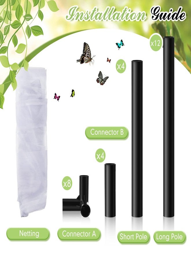 Sabary 2 Pcs Monarch Butterfly Habitat Cage 30 Inch Tall Butterfly Enclosure Butterfly Hatching Kit Breathable Butterfly Mesh Cage with Sturdy PVC Frame Large Opening Door with Zipper for Hatching Butterfly - Image 4
