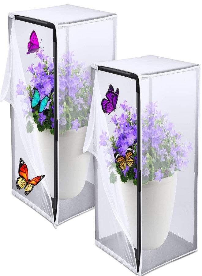 Sabary 2 Pcs Monarch Butterfly Habitat Cage 30 Inch Tall Butterfly Enclosure Butterfly Hatching Kit Breathable Butterfly Mesh Cage with Sturdy PVC Frame Large Opening Door with Zipper for Hatching Butterfly - Image 1