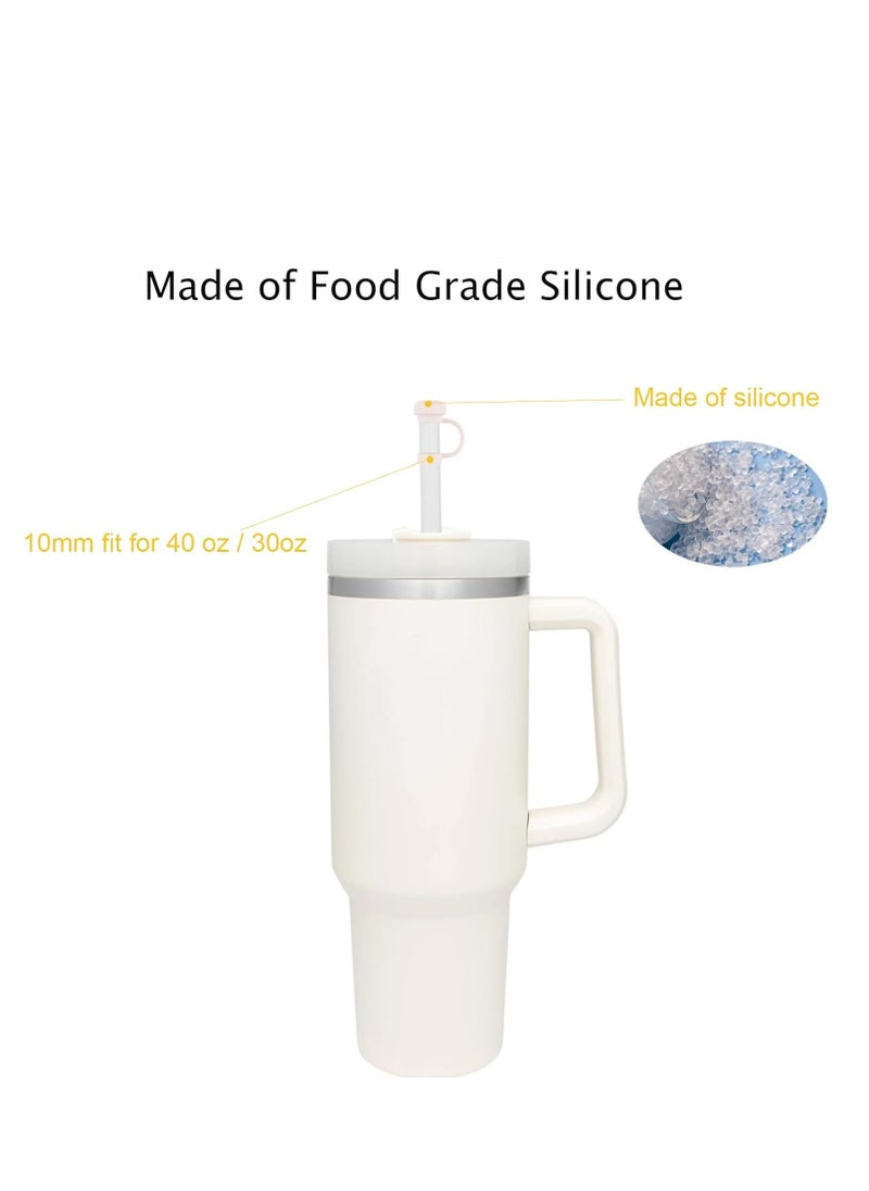 spa luxetique 4pcs Straw Topper Cap for Stanley Straw Cover 40 oz 30 oz 10mm Food Grade Silicone Stanley Cup Accessories Cute Large Cloud Straw Tips Cover Protector Plugs for Stanley Tumblers with Handle  - Image 2