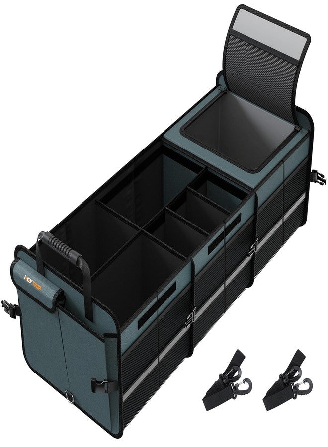 HEYTRIP Large Trunk Organizer With Built-in Leakproof Cooler Bag, 2 Tie-Down Straps, 4 Removable Dividers, Foldable Cover, Built with 2mm PE Board, Gray - Image 1