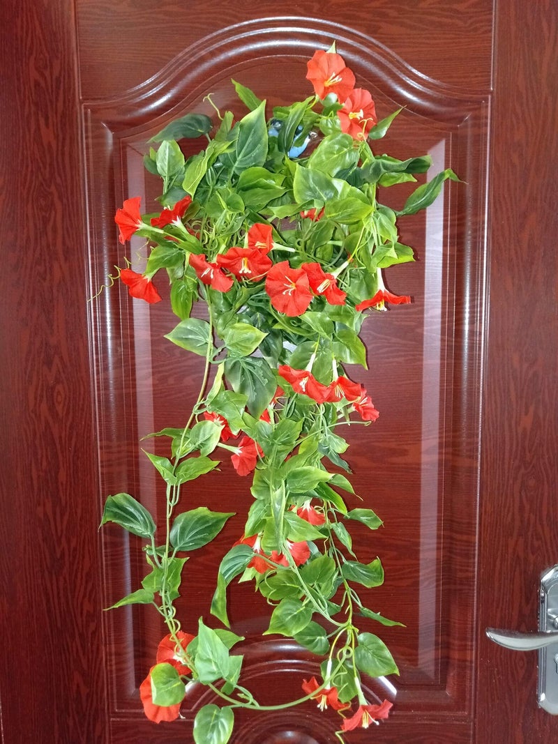 AirSun Artificial Morning Glory Flower Vines, 2pcs 15Feet Hanging Plants Silk Garland Fake Green Plant Home Garden Wall Fence Indoor Outdoor Wedding Birthday Decor - Image 5