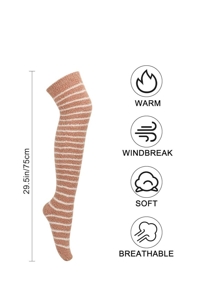 SYOSI - Women Thigh High Socks Extra Long Cotton Knit Warm Thick Tall Long Boot Stockings Leg Warmers (2 Pcs) - Image 1