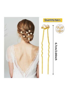 KASTWAVE 30 Pieces Wedding Pearl Hair Pins Brides Bridal Elegant Pearl Rhinestones Hair Pins Updos Hair Piece Hair Accessories for Brides Bridesmaid Women (Gold)  - Image 3