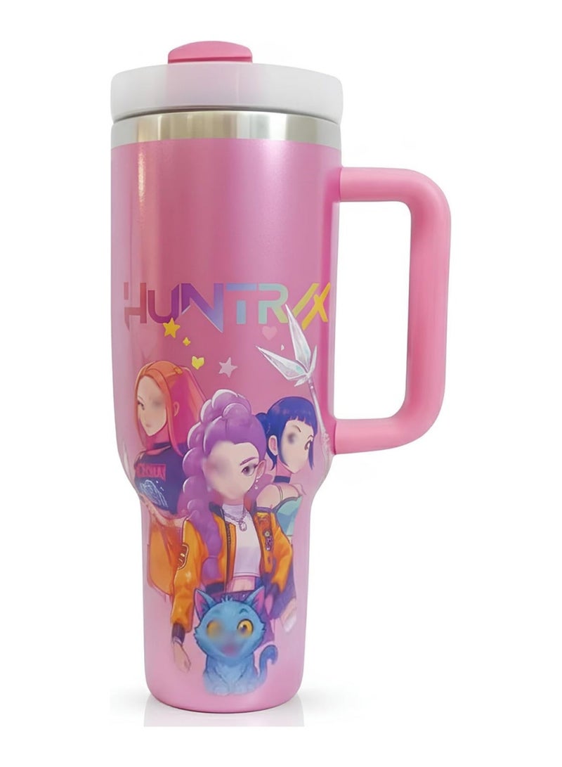 saykfoe Kpop Inspired Hunters 40oz/1200ml, Insulated Water Bottle with Straw & Handle,Huntrix, Leakproof Stainless Steel Metal Flask for Hot Cold Drinks, for School ,Gifts for Korean Pop, Anime Lovers, Girls - Image 1