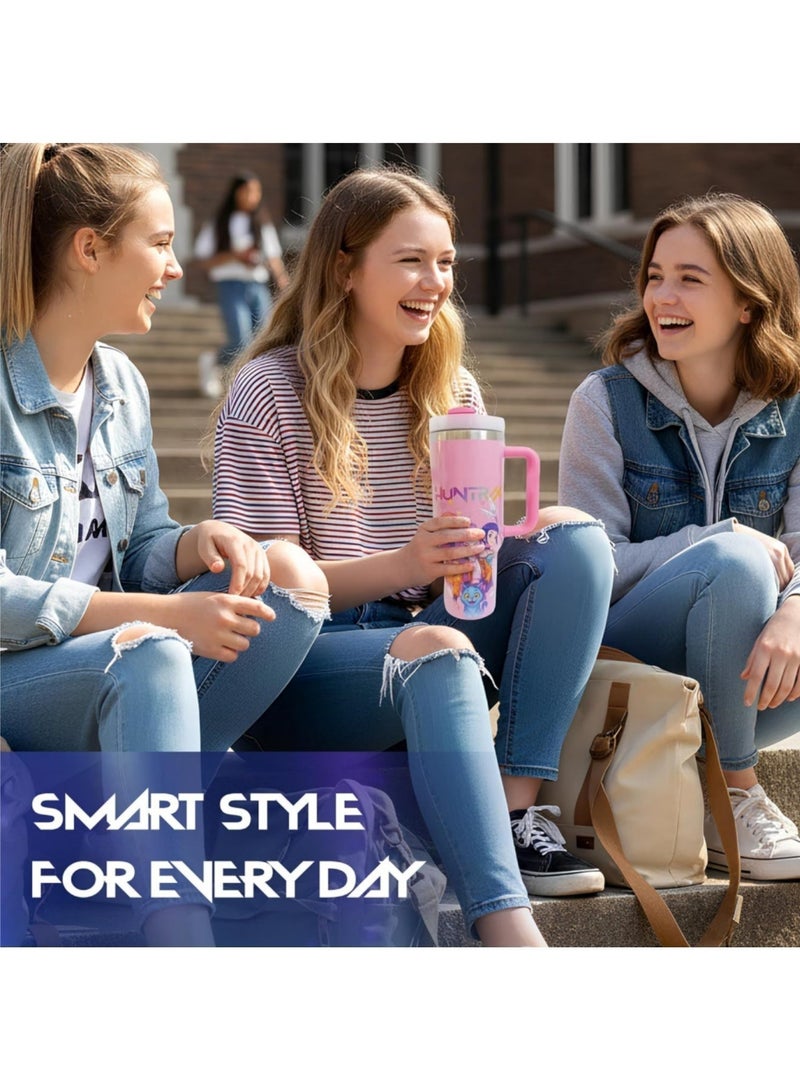 saykfoe Kpop Inspired Hunters 40oz/1200ml, Insulated Water Bottle with Straw & Handle,Huntrix, Leakproof Stainless Steel Metal Flask for Hot Cold Drinks, for School ,Gifts for Korean Pop, Anime Lovers, Girls - Image 4