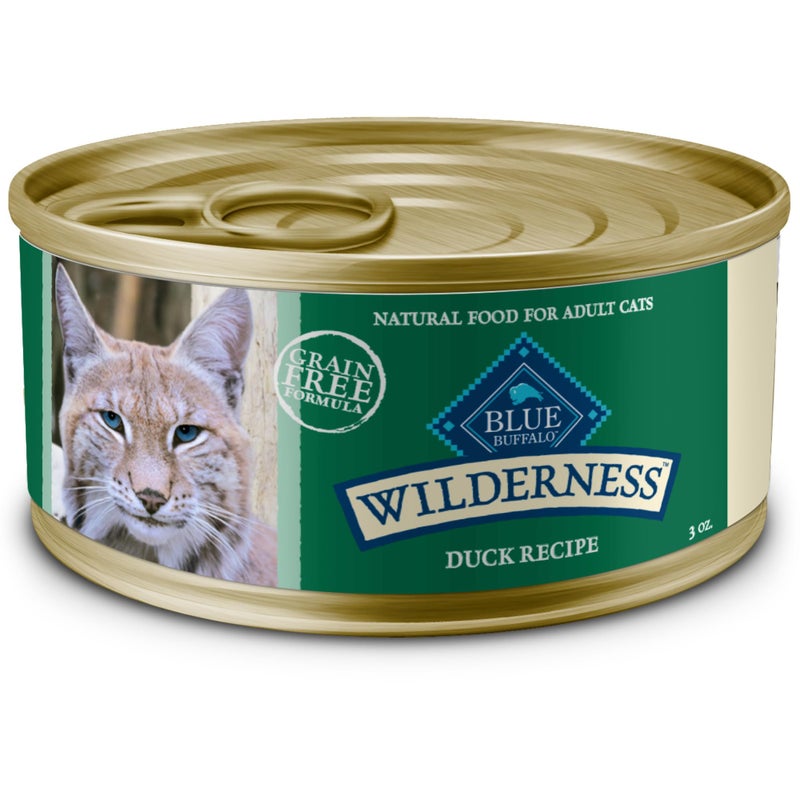 Blue Buffalo Wilderness Natural High-Protein Grain-Free Wet Food for Adult Cats, Duck Paté, 3-oz. Cans, 24 Count - Image 1