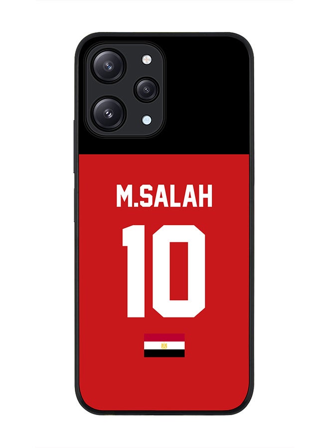 Stylizedd Rugged Black edge case for Xiaomi Redmi 12 4G, Slim fit Soft Case Flexible Rubber Edges Anti Drop TPU Gel Thin Cover -  Football Team - Egypt, Player Name - M.Salah - Image 1