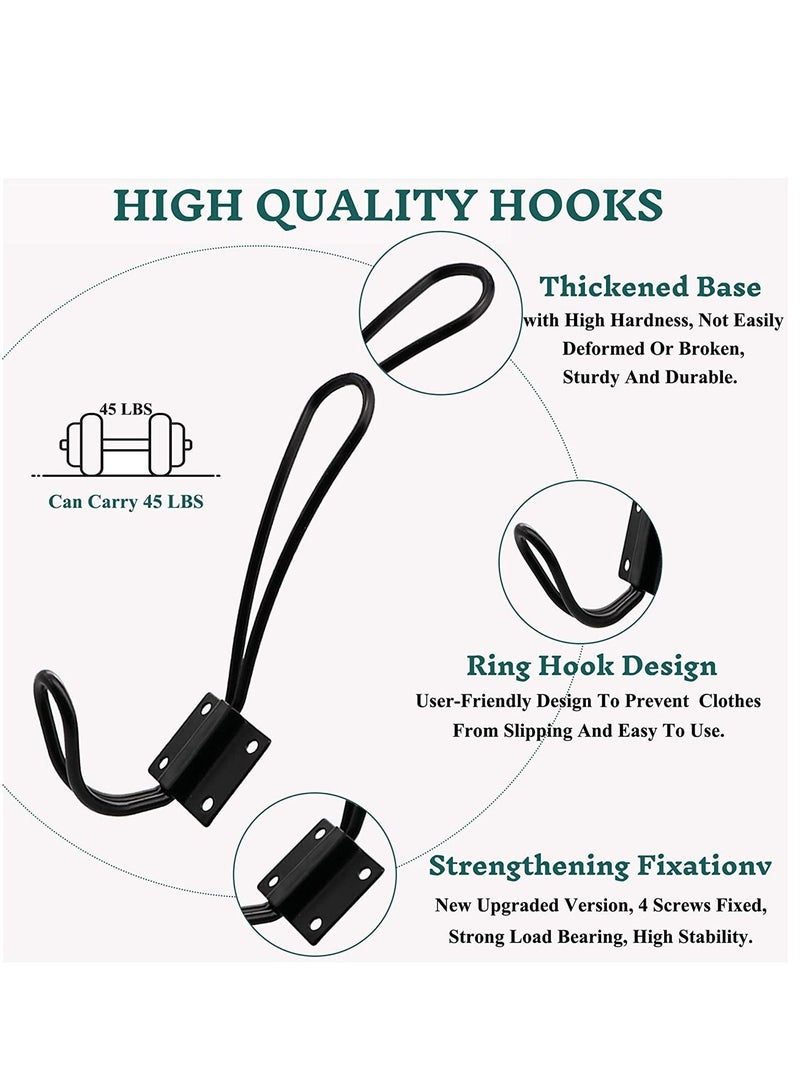 SYOSI Rustic Entryway Hooks-6 Pack Farmhouse Hooks with Metal Screws Included, Black Decorative Wall Mounted Rustic Coat Hooks Rack, Double Vintage Organizer Hanging Wire Hook Clothes Hanger - Image 3