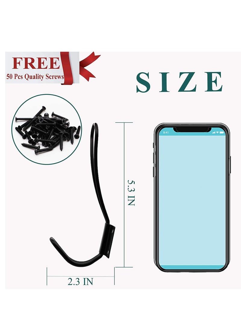 SYOSI Rustic Entryway Hooks-6 Pack Farmhouse Hooks with Metal Screws Included, Black Decorative Wall Mounted Rustic Coat Hooks Rack, Double Vintage Organizer Hanging Wire Hook Clothes Hanger - Image 2