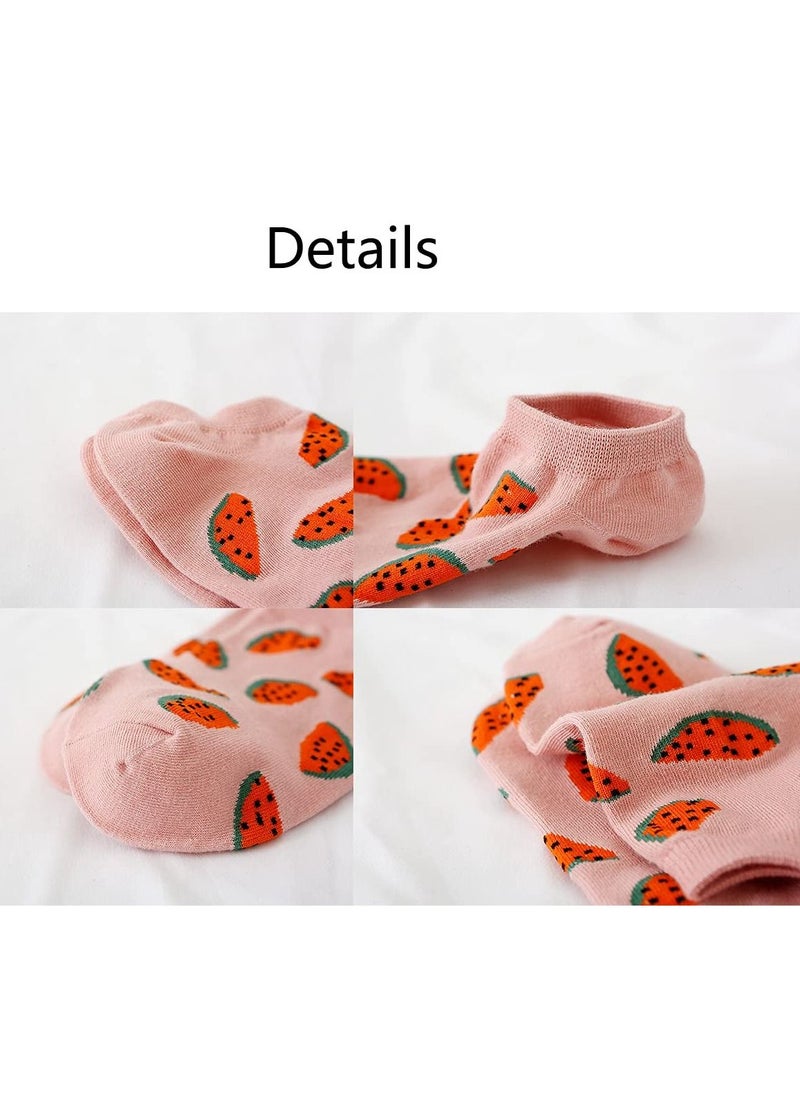 Excefore Fruit Embroidered Ankle Socks, Women's Funny Low Cut Novelty Patterned Funny Low Cut Ankle Socks, Multipacks Socks for Women, Lady, Girls (6 Pack)  - Image 2
