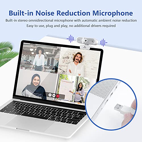 NexiGo N660P (Gen 2) 1080P 60FPS Webcam with Software Control, Dual Microphone & Cover, Autofocus, HD USB Computer Web Camera, for OBS/Zoom/Skype/FaceTime/Teams/Twitch, White - Image 3