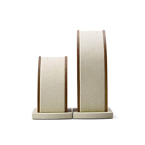 Oirlv 2PcsSet Necklace Pendant Display Stand Jewelry Display Holder Solid Wood Base CreamyWhite - Image 3