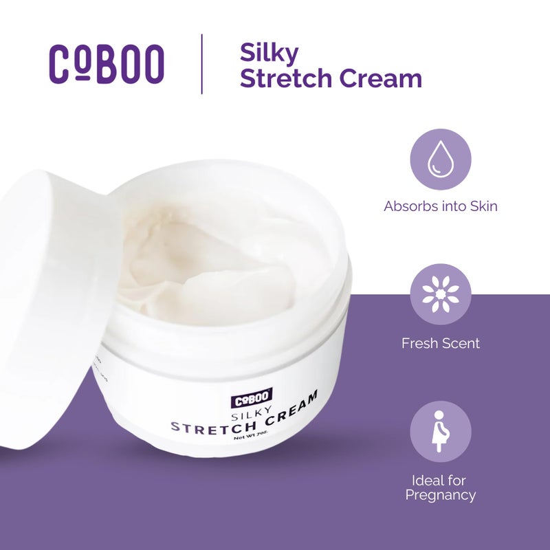 CoBoo Silky Stretch Cream | Maternity Stretch Mark Cream for Pregnancy | Paraben Free 7oz Formula to Reduce Stretch Marks & Improve Skin Elasticity | Refreshing Scent - Image 3