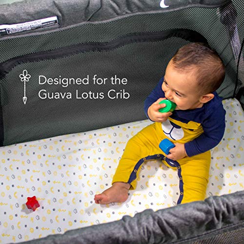 Luvberries Guava Lotus Travel Crib Sheets (Set of 2) – 100% Organic Cotton Fitted Sheets for Baby Play Yard & Mini Crib Mattress – Super Soft Jersey Knit – Snug Fit & Washable (Day and Night) - Image 2