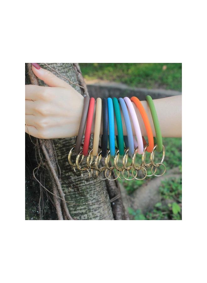 klarako 2pcs Silicone Key Ring Wrist Keychain Circle Bracelets Wristlet Key Ring Black - Image 3