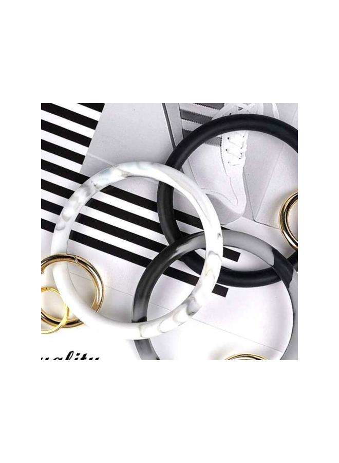 klarako 2pcs Silicone Key Ring Wrist Keychain Circle Bracelets Wristlet Key Ring Black - Image 5