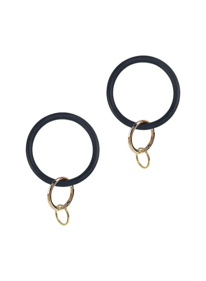 klarako 2pcs Silicone Key Ring Wrist Keychain Circle Bracelets Wristlet Key Ring Black - Image 4
