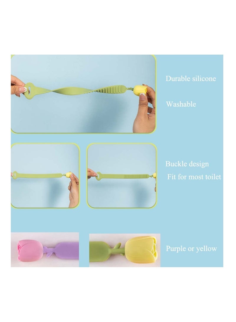 إكسفور Soft Silicone Toilet Seat Lifter, Lavatory Cover Lifter, Bathroom Toilet Seat Handle, 2 Sets for 2 Toilets, Yellow - Image 4