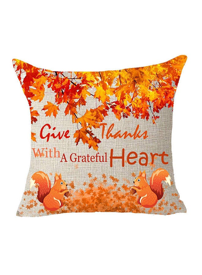 NIBEMINENT Thanksgiving Decorative Pillow Cover Cotton Yellow/Orange 18x18inch - Image 1