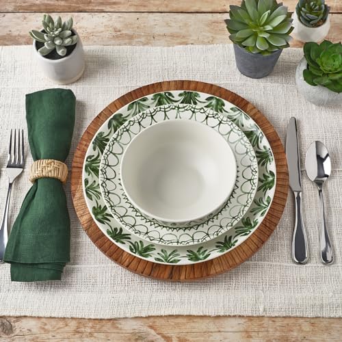 Fitz & Floyd Fitz and Floyd Sicily Green 12 Piece Dinnerware Plate Bowl Set, Service for 4 - Image 4