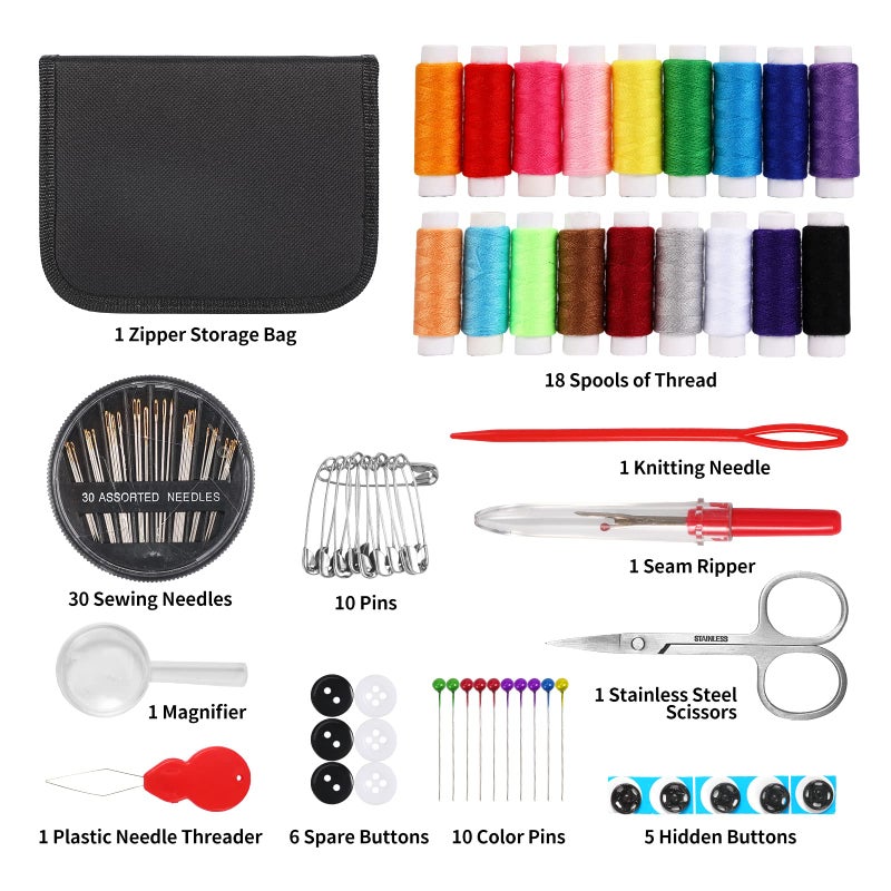 Marcoon Sewing Kit for Adults,Marcoon Needle and Thread Kit with Sewing Supplies and Accessories Contains Scissors, Measure Tape,Seam Ripper,Suitable for Home, Travel, Beginner, Emergency - Image 2