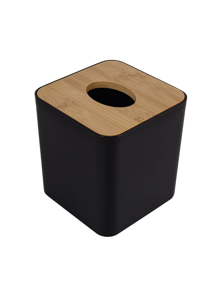 MHD Hotel Car Dustproof Bamboo Tissue Box Rectangular Small Black Rectangular Large Black 