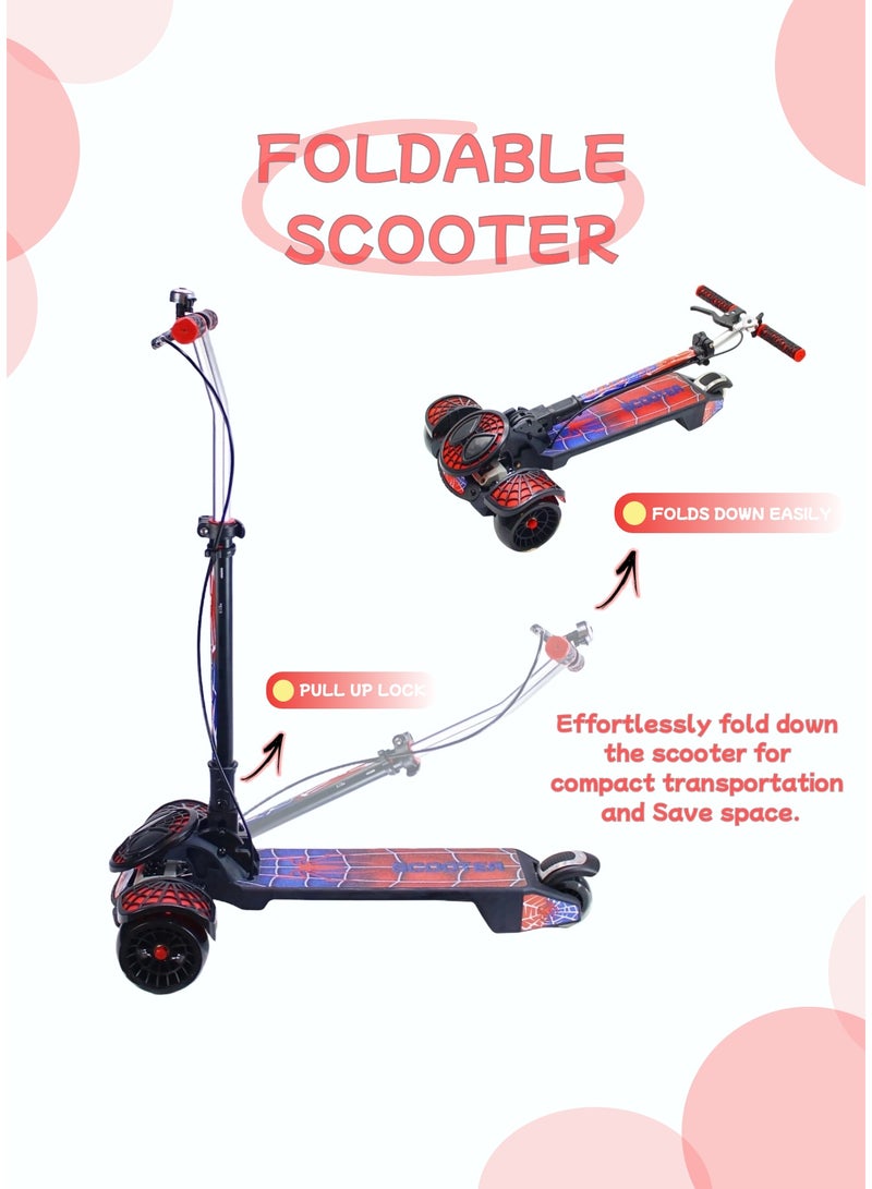 Scooters for Kids with Foldable & Height Adjustable Handle Kick Scooter with LED PU Wheels & Rear Brake, Handle Brake & Music Kids Scooter for 3 to 8 Years Including Full Protective Gear Set - Image 2