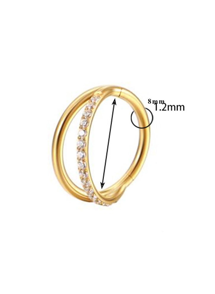 Innoshine Hypoallergenic Nose Piercings Titanium Gold Nose Hoop  with  Zirconia Nose  Ring  Earring  Nose Piercing Ring Secure Body Piercing Jewelry for Sensitive Skin - Image 2