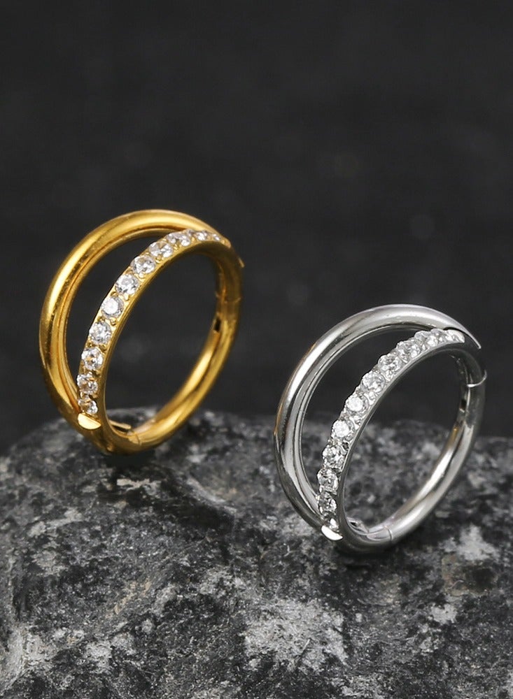 Innoshine Hypoallergenic Nose Piercings Titanium Gold Nose Hoop  with  Zirconia Nose  Ring  Earring  Nose Piercing Ring Secure Body Piercing Jewelry for Sensitive Skin - Image 5