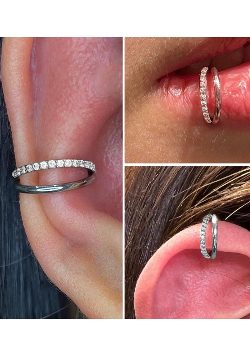 Innoshine Hypoallergenic Nose Piercings Titanium Gold Nose Hoop  with  Zirconia Nose  Ring  Earring  Nose Piercing Ring Secure Body Piercing Jewelry for Sensitive Skin - Image 4
