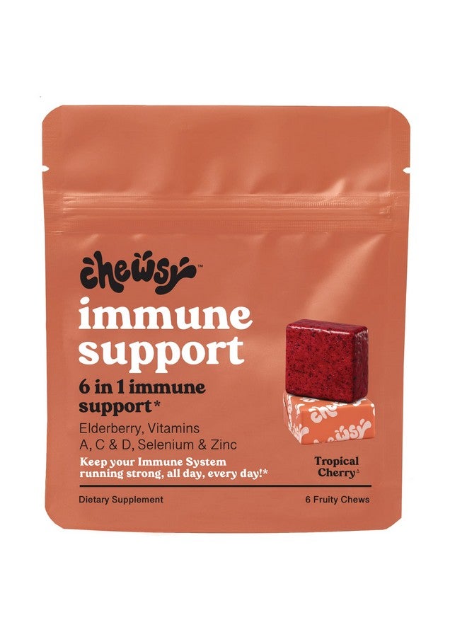 CHEWSY 6-In-1 Immune Support Supplement Fruity Chews With Elderberry, Vitamin C, A & D, Zinc & Selenium - 6-Day Supply, Individually Wrapped Immunity Vitamins Chews For Adults And Kids - Image 1