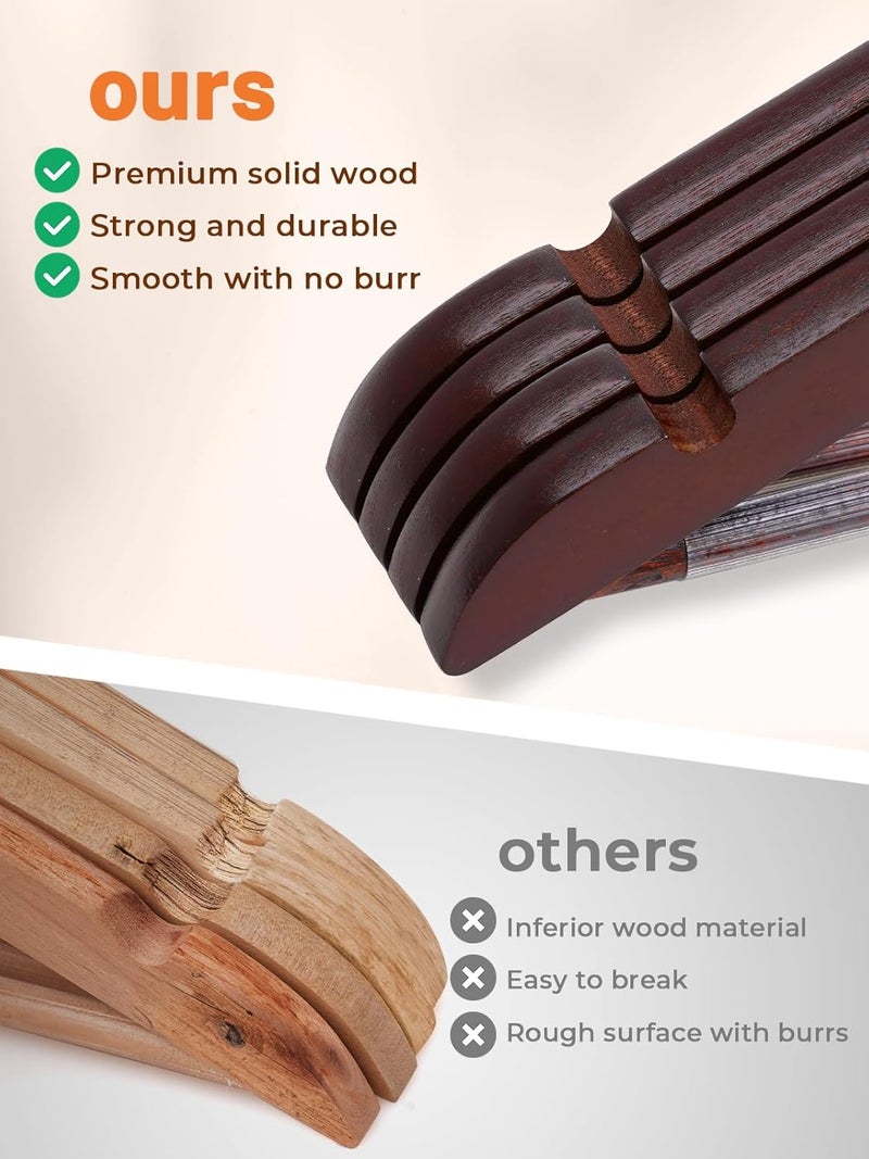 HOUSE DAY Wooden Hangers 10 Pack - Brown Smooth Finish Coat Hangers for Closet - Heavy Duty Cherry Wood Suit Hangers for Clothes, Jacket, Shirt, Tank Top, Dress - Image 4