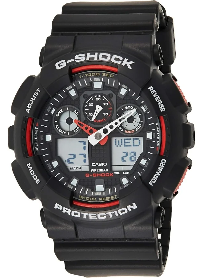 CASIO Casio Men's Quartz Watch, Analog-Digital Display And Plastic Strap GA-100-1A4