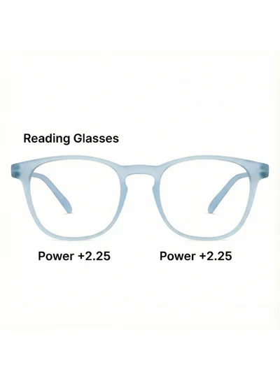 Lenskart Hustlr Powered Reading Glasses (+2.25) with Bluecut & Antiglare coating | Light Frames | Sky Blue Full Rim Square | For Men & Women | Medium | LH R17369