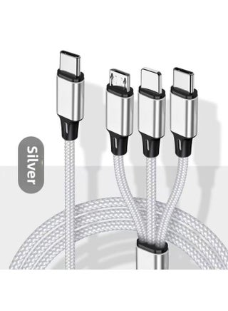 Three-in-one Fast Charging Data Cable With One Drag And Three Plugs For Iphone 15 For Huawei Oppo For Xiaomi Vivo Mobile Phone Tablet-Colour:3m-Model:【silver】 Typec Head One To Three Data Cable - pzsku/ZE4AA01F83F07B9D39BE3Z/45/1747068085/70eac71a-ef18-40a6-8447-eb2411e528d3