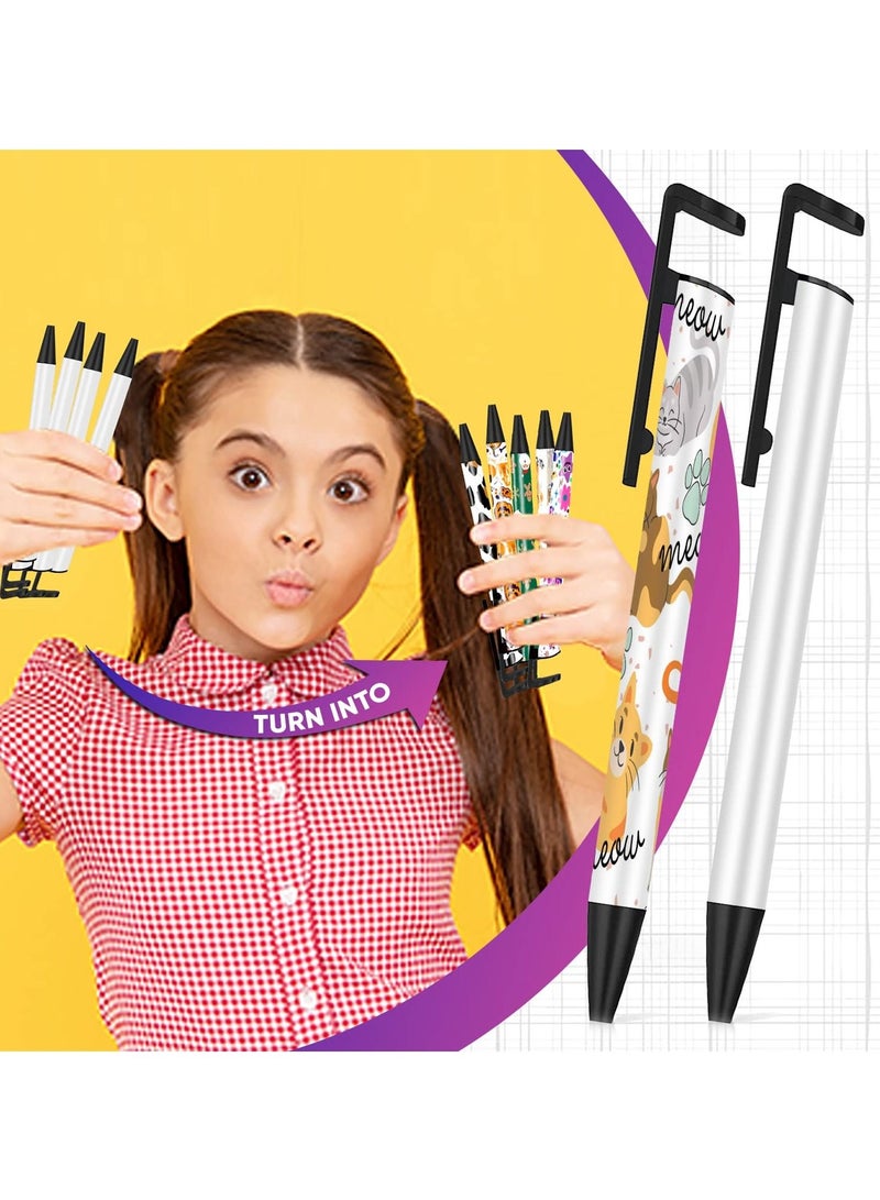 SYOSI Sublimation Pens Blank Heat Transfer Pen for Kids, Sublimation Gel Pen with Shrink Wrap Sleeves Sublimation Coated Aluminum Customized Clip Pen for DIY Office School Stationery Supplies (6Pcs) - Image 2