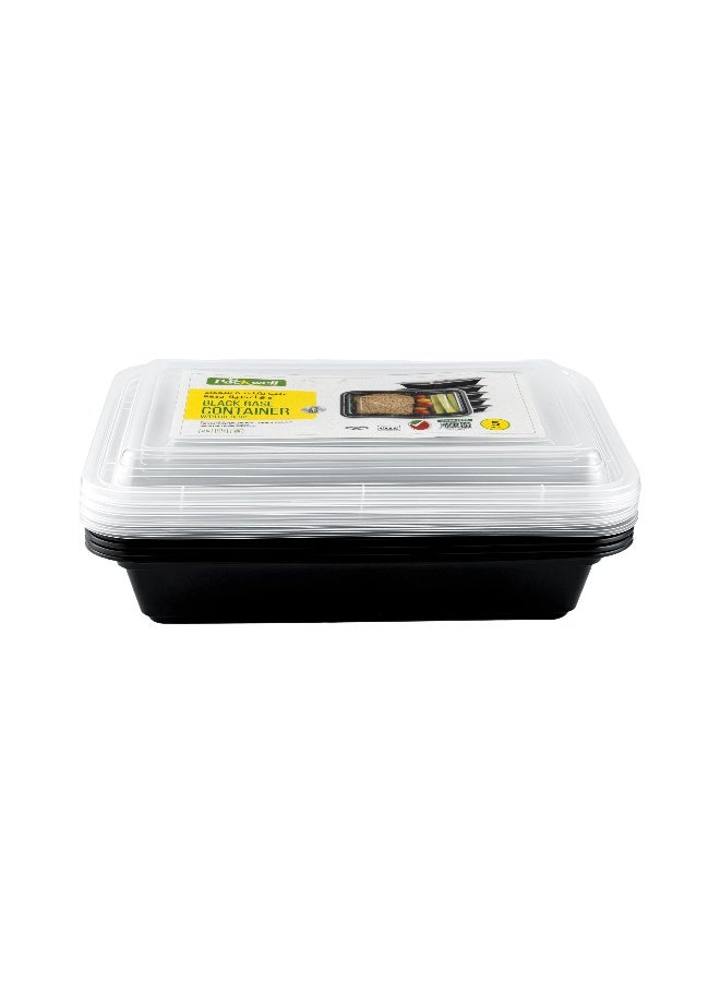 packwell حاوية قاعدة سوداء 32 أونصة مع غطاء 5 قطع - Image 1