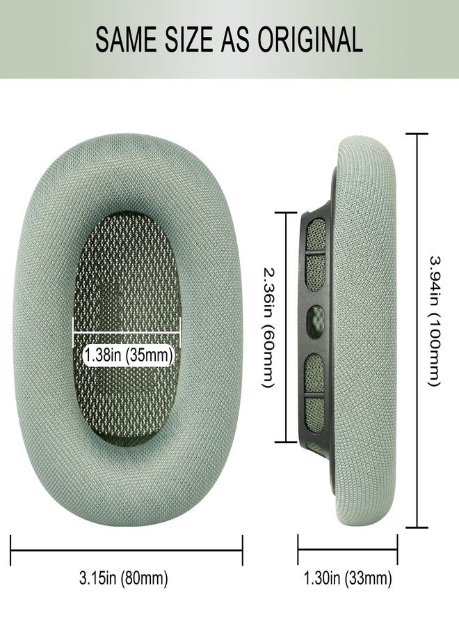 GEVO Upgraded Ear Cushions Replacement Earpads for Apple AirPods Max Headphones, Mesh Fabric Ear Pads Cover with Memory Foam and Magnet for AirPods Max (Green) - Image 4