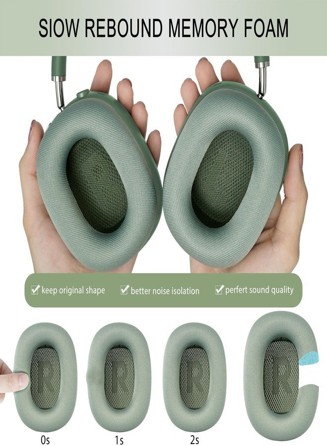 GEVO Upgraded Ear Cushions Replacement Earpads for Apple AirPods Max Headphones, Mesh Fabric Ear Pads Cover with Memory Foam and Magnet for AirPods Max (Green) - Image 5