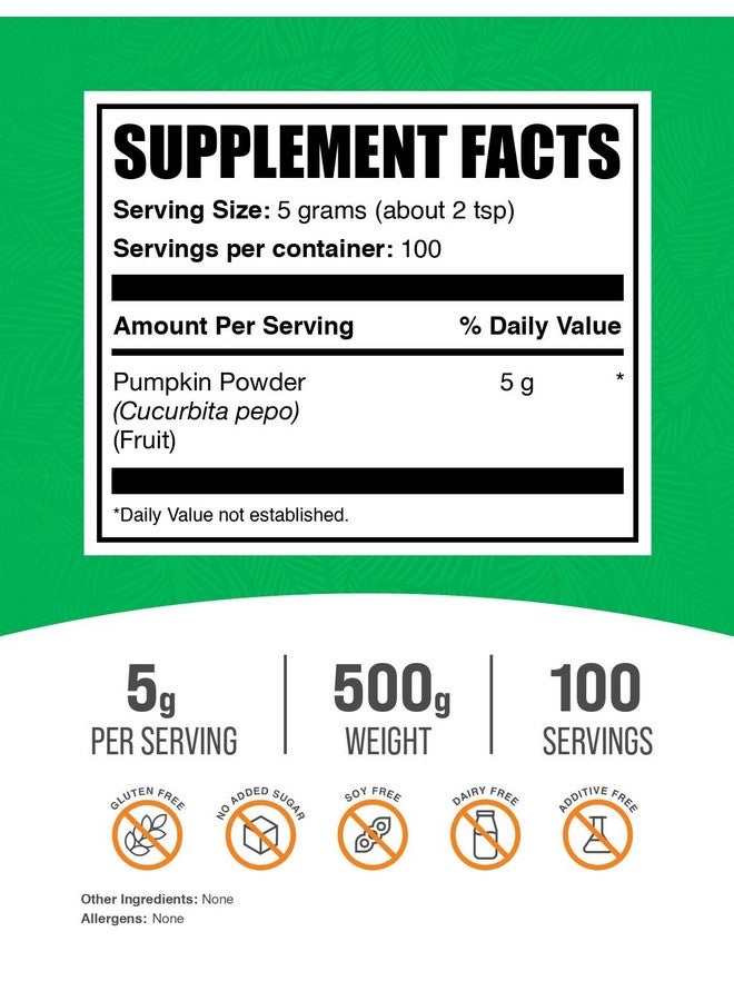 BulkSupplements مسحوق اليقطين من BulkSupplements.com - مكمل اليقطين، مسحوق اليقطين لدعم الهضم - مكمل غذائي فائق وخالي من الغلوتين، 5 جرام لكل حصة، 500 جرام (1.1 رطل) (عبوة من 1) - Image 2