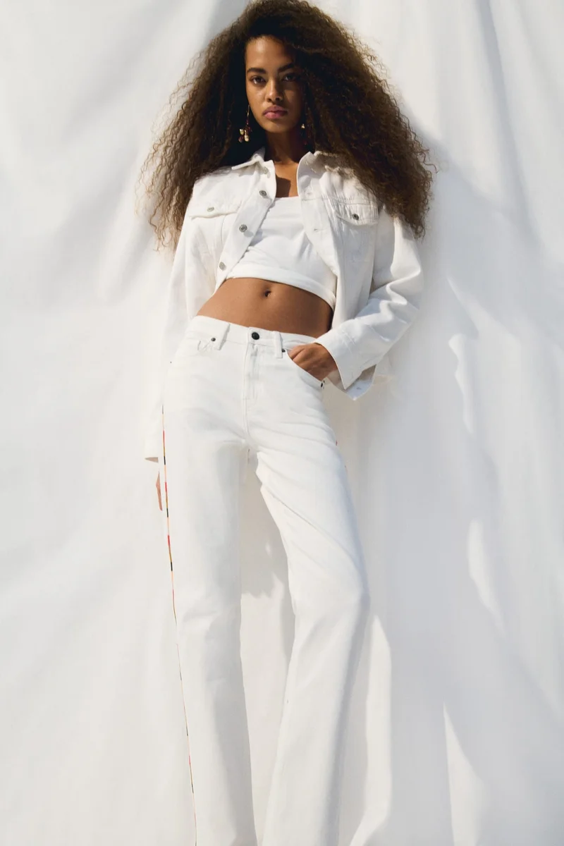 H&M Straight Regular Side-striped jeans