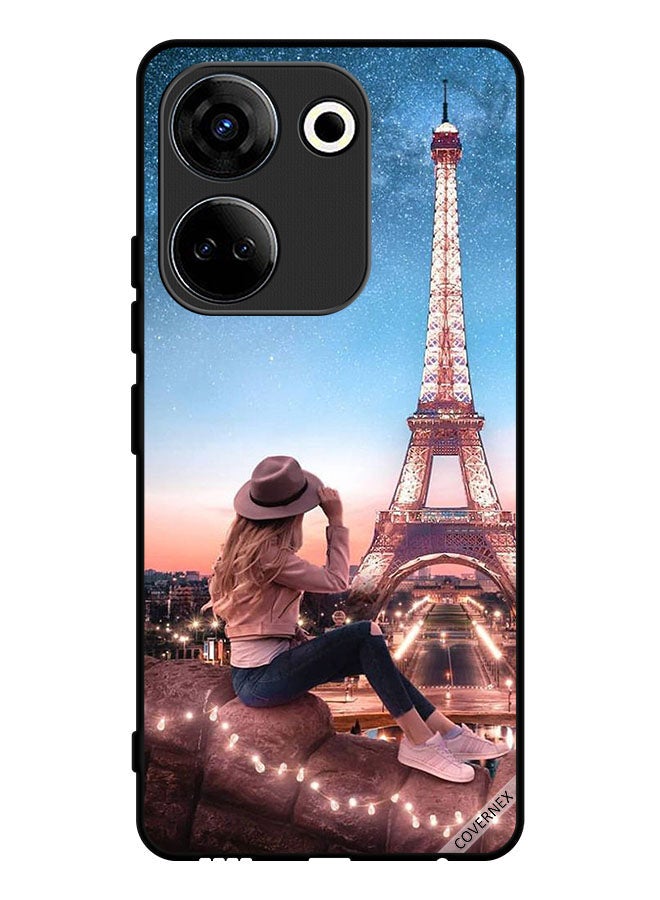 Covernex Protective Case Cover For Tecno Camon 20 Hat Girl & Eiffel Tower - Image 1
