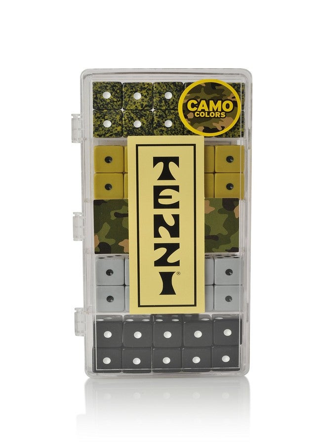 TENZI Select Dice Game - A Fun, Fast Frenzy for The Whole Family - 4 Sets of 10 Uniquely Colored Dice with Storage Case - Camo Colors