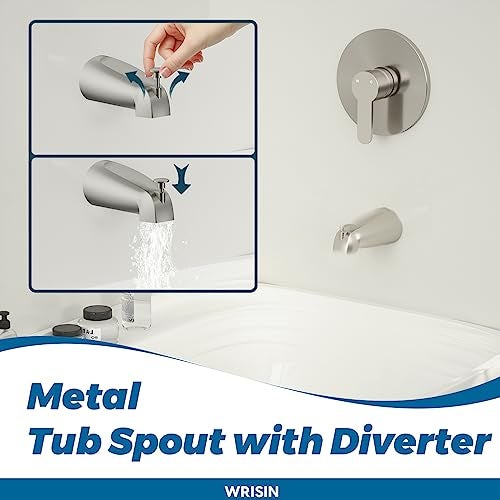 WRISIN Tub Shower Faucet Set with Valve, WRISIN Shower Faucets Sets Complete Brushed Nickel with 6 Inch High-Pressure Rian Showerhead - Image 4