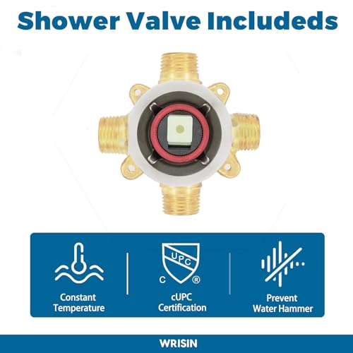 WRISIN Tub Shower Faucet Set with Valve, WRISIN Shower Faucets Sets Complete Brushed Nickel with 6 Inch High-Pressure Rian Showerhead - Image 5