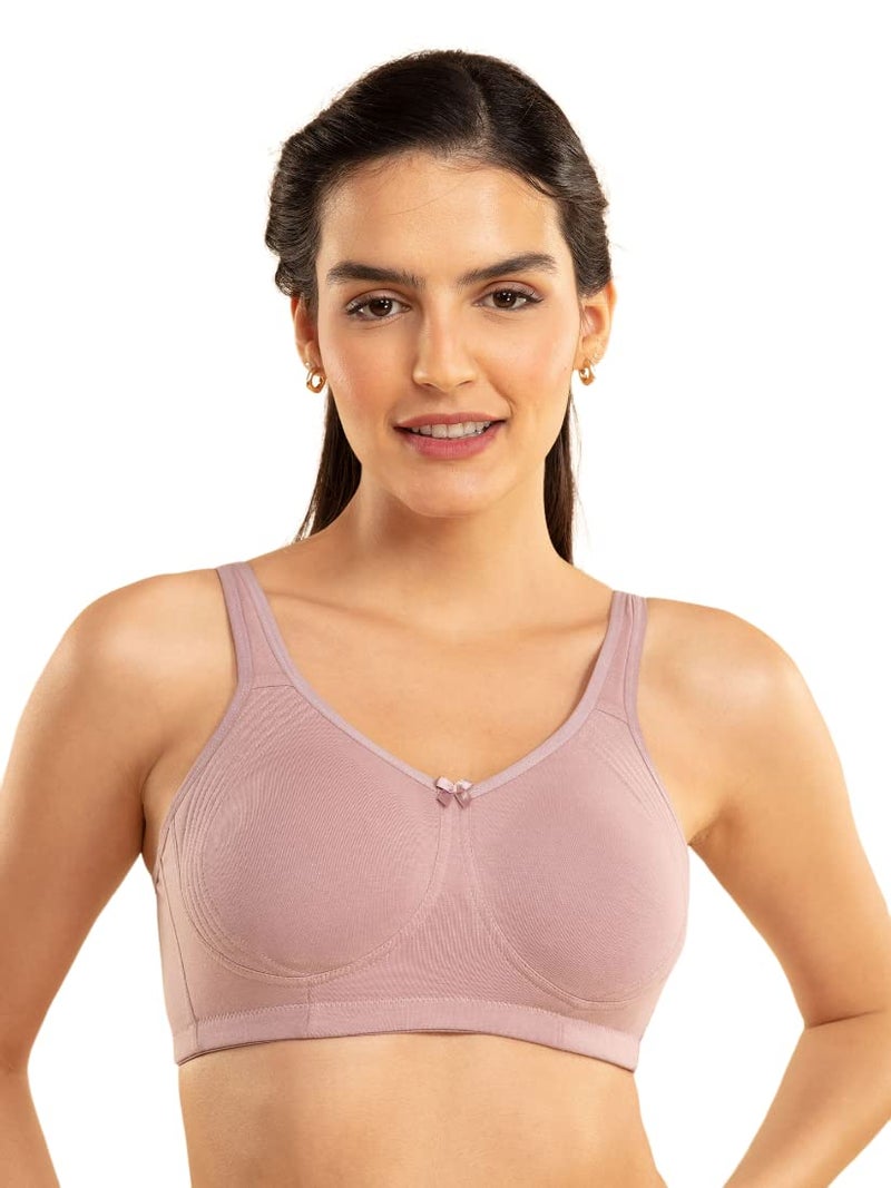 NYKD Everyday Cotton Bra for Women - Encircled with Love | Non-Padded | Wirefree | Full Coverage with Side Support Shaper (NYB169) Elderberry, 34DD, 1N - Image 1
