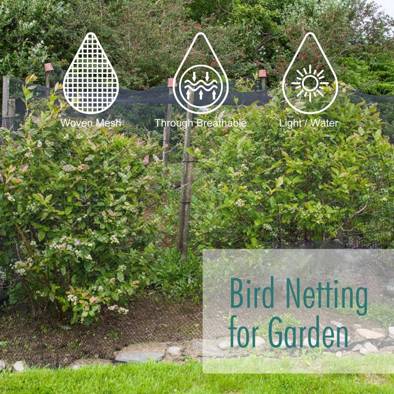 Fetanten Bird Netting for Garden, Fetanten 13 x 40 FT Netting for Garden Protection Vegetables Fruit Trees Blueberry from Birds Deer Poultry, Heavy Duty Woven Mesh Net Animal Fencing with Ties and Staples - Image 2